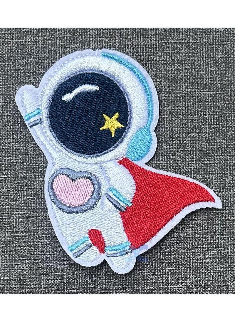 DCW Embroidered Patches Iron On Sew On Pack of 2 Astronaut Cartoon Assorted Embellishments for Girls Boys Sweaters Jackets Varsity Jacket Decorative Patches Cute Space Theme Applique Patches