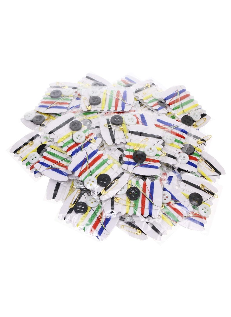 Daily Crafts Small Simple Handy Travel Mini Sewing Kits Thread Repair Emergency Kit with Needles Threads Button Safety Pin for Gift Home Hotel Amenities Necessities 100 pcs