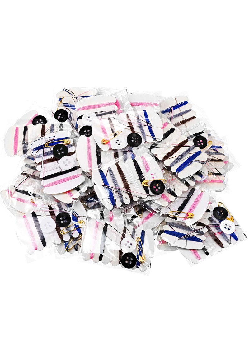 Daily Crafts Small Simple Handy Travel Mini Sewing Kits Thread Repair Emergency Kit with Needles Threads Button Safety Pin for Gift Home Hotel Amenities Necessities 100 pcs