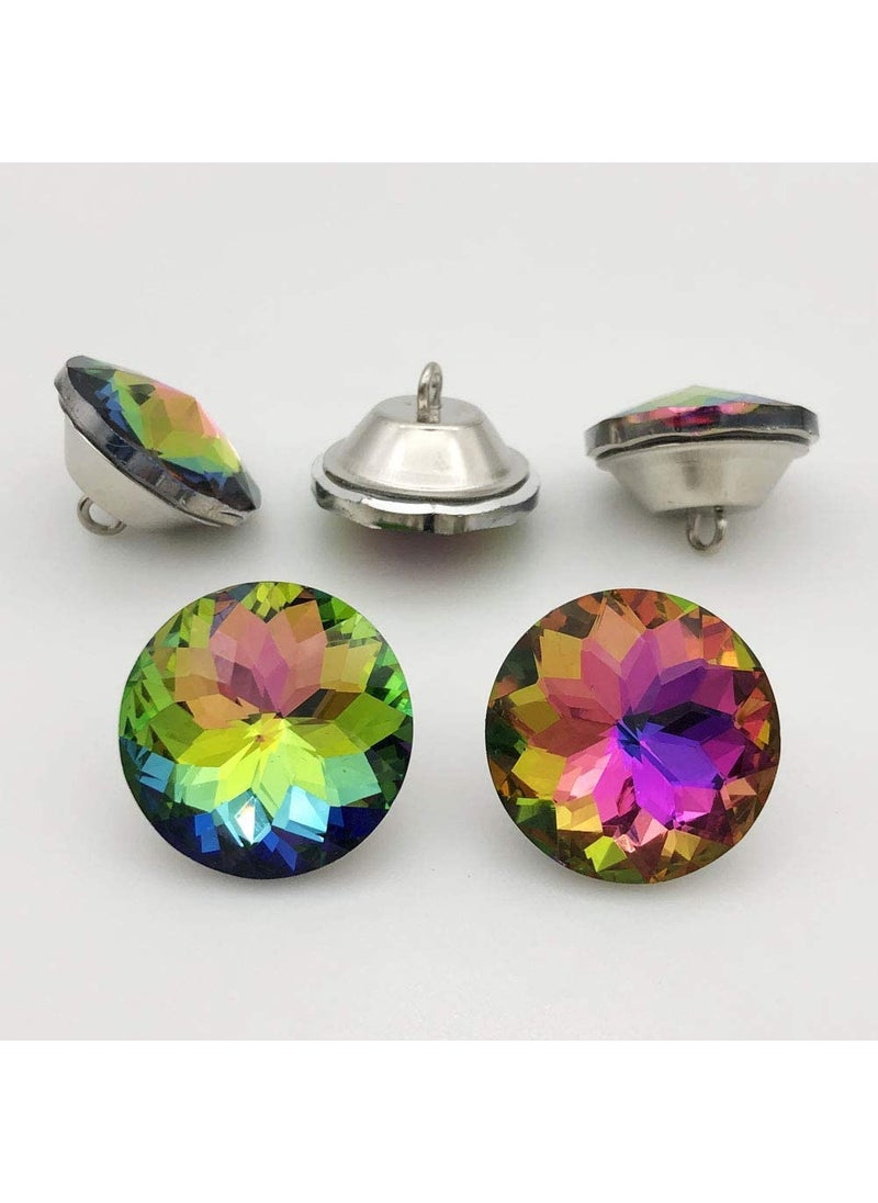 20mm 34 Inch Crystal Buttons Multicolor Tufting Buttons Upholstery Buttons with Metal Loop Buttons for Sewing Sofa Bed Headboard DIY Crafts Decoration Pack of 25