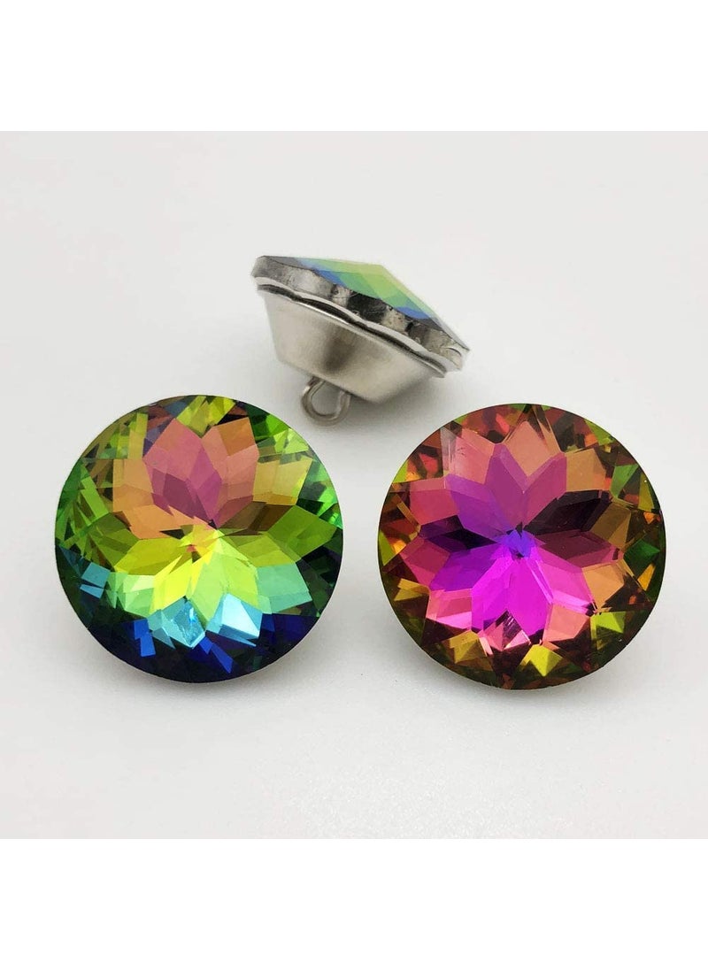 20mm 34 Inch Crystal Buttons Multicolor Tufting Buttons Upholstery Buttons with Metal Loop Buttons for Sewing Sofa Bed Headboard DIY Crafts Decoration Pack of 25