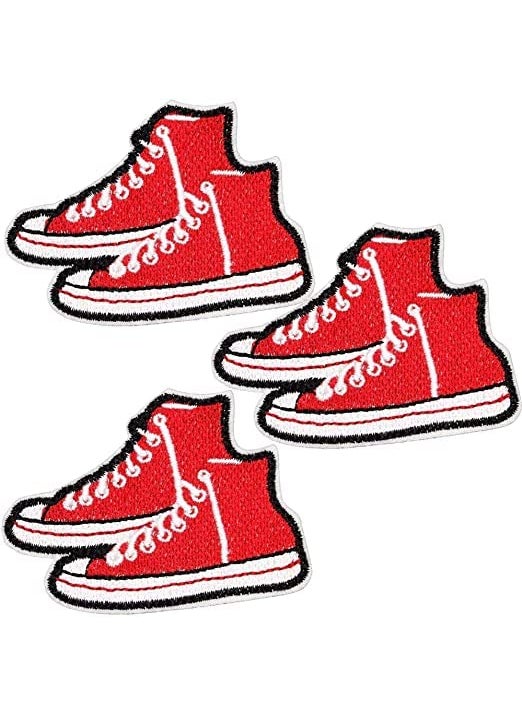 Daily Crafts Sew or Iron on Patches 3pcs Canvas Shoes Iron Patches for Jackets Red Demin Embroidery Patches for Jeans Funny Patches for Backpacks Size 30x21 inch