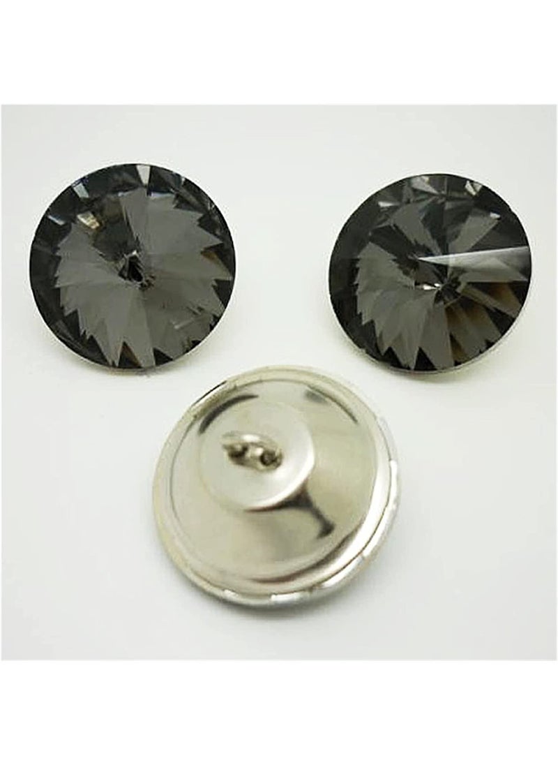 20mm 34 Inch Crystal Buttons Black Tufting Buttons Upholstery Buttons with Metal Loop Buttons for Sewing Sofa Bed Headboard DIY Crafts Decoration Pack of 10