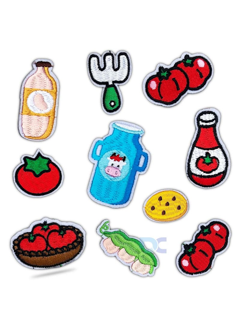 Daily Crafts 5 Embroidered Patches Black Base Hot Fix Glue Embroidery Ironon Patch DIY Clothes Sticker Trim Embellishments Applique Cute Kawaii Design