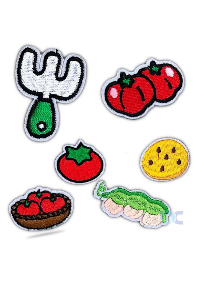 Daily Crafts 5 Embroidered Patches Black Base Hot Fix Glue Embroidery Ironon Patch DIY Clothes Sticker Trim Embellishments Applique Cute Kawaii Design