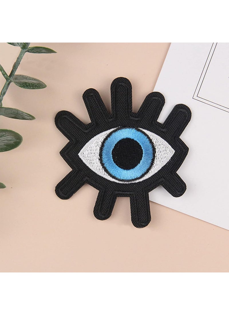 Daily Crafts Pack of 2 Evil Eye Design Embroidered Iron On and Sew On Patch Badges Logos Emblems Cartoon 23
