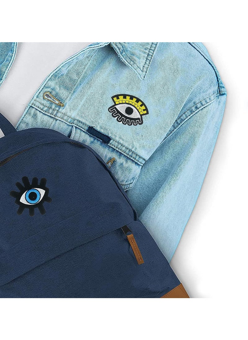 Daily Crafts Pack of 2 Evil Eye Design Embroidered Iron On and Sew On Patch Badges Logos Emblems