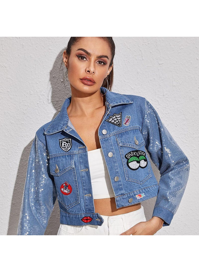 Meneng Embroidered Patches Ironon Appliques 30pcs Assorted Embroidery Patch Sew on Decals for Jackets Clothing