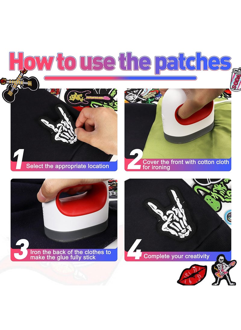 Meneng Embroidered Patches Ironon Appliques 30pcs Assorted Embroidery Patch Sew on Decals for Jackets Clothing