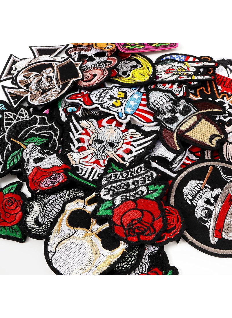 Meneng Embroidered Patches Ironon Appliques 30pcs Assorted Embroidery Patch Sew on Decals for Jackets Clothing