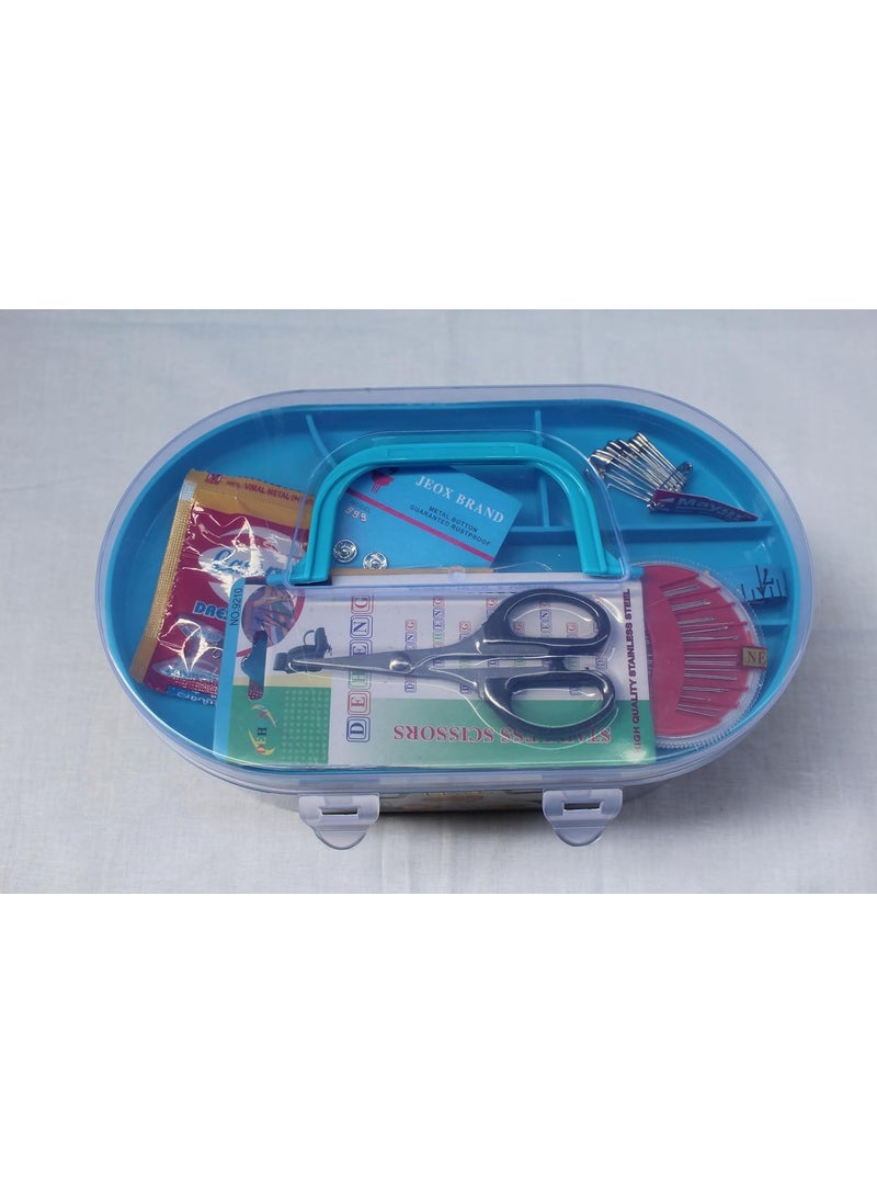 KEPY THE MALL Portable Big Size 37 Thread Box Sewing kit 37 Reels Scissor Threader 70 Dress Hook Chowk Sefty Pin Opener Seam Ripper 24 Needles Set Tape Measure for DIY Beginners Emergency Travel Home