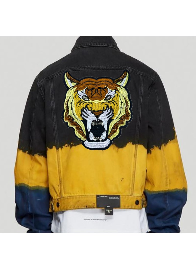 Ani Accessories Tiger Face Sewing Beaded Patches Tiger Head Embroidery Patches for Clothing DIY SewOn Applique Clothing Patch Hoodies Applique Student School Group Dress Decoration