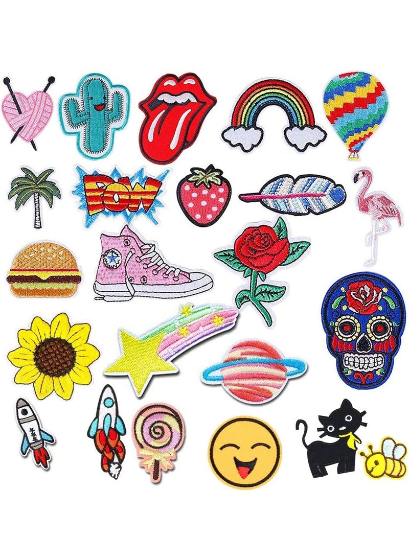 Daily Crafts Multicolored Pack of 10 Embroidery Decorative Patches Iron on Repair Patches for Jackets Jeans Bags Etc