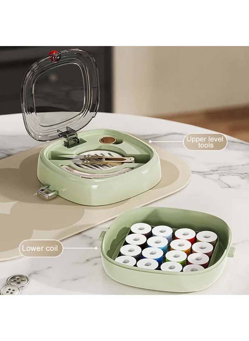Portable Magnetic Sewing Box Kit Set Includes Spools Scissors Measuring Tape