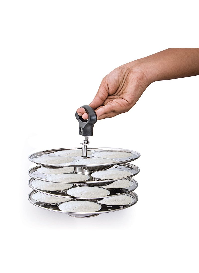 KLASSI KICHEN Stainless steel Idli Cooker with 4 Plates and 4 Halwa Plates Idli Bakelite Handle Gas Stove and Induction Compatible Kitchen Accessories COCORED