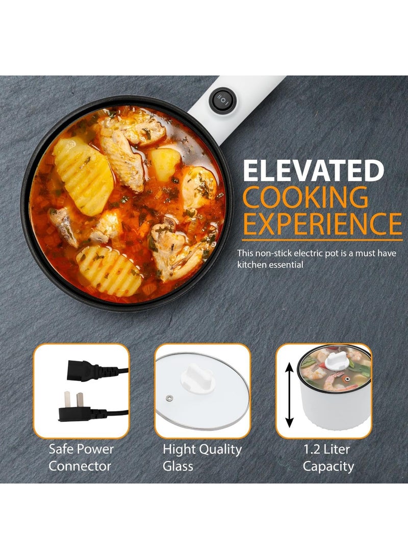 IMUU Electric Hot Pot Large Capacity Cooker Portable Casserole Multi Functional Electric Pan Dry Burn Protection Boiler Overheat Protection For Deep Frying Kitchen EU Plug White