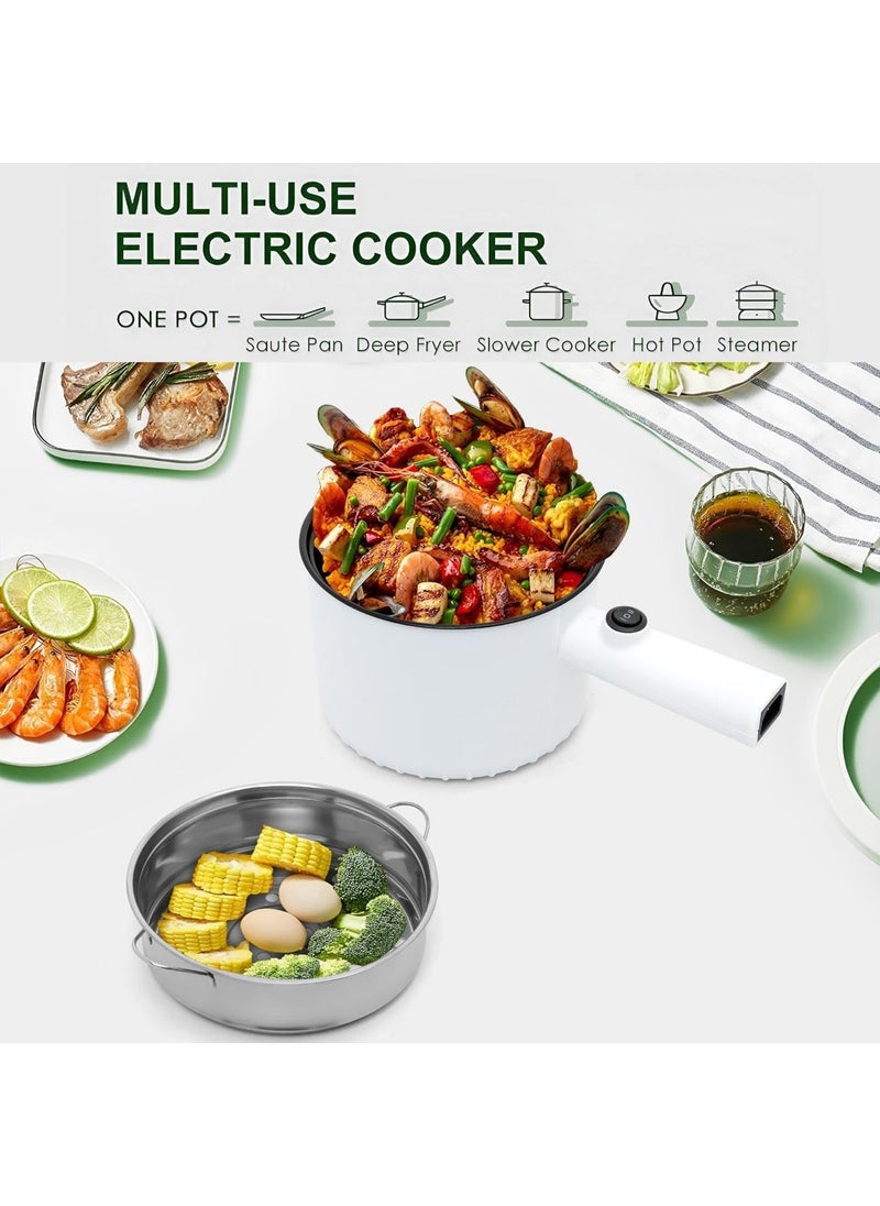 TONSYL Hot Pot Electric 18L Multifunctional Portable Pot for Cooking 600W Rapid Noodles Electric Pot NonStick Frying Pans for Steak Egg Ramen Oatmeal for Dorm Rooms Camping