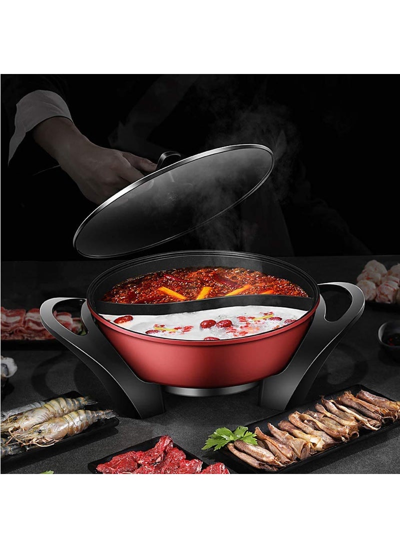 Delavala Electric Hot Pot 5 litres 1300 W Double Shabu Shabu Pot NonStick with S Shape Divider and Glass Lid Multifunctional CookerMandarin Duck PotMultiFunction Twin Hot Pot