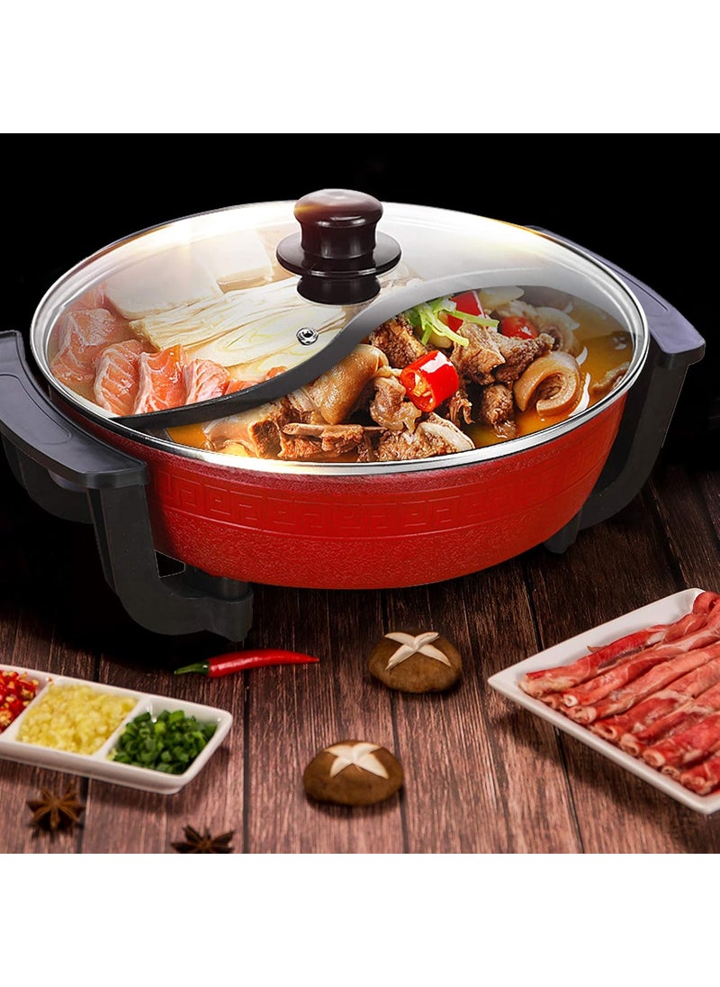 Jolfay Electric Hot Pot Stainless Steel Shabu Shabu Hot Pot with Divider Hot Pot Electric DoubleSided Stock Pot with Lid and Temperature Control Device heatproof