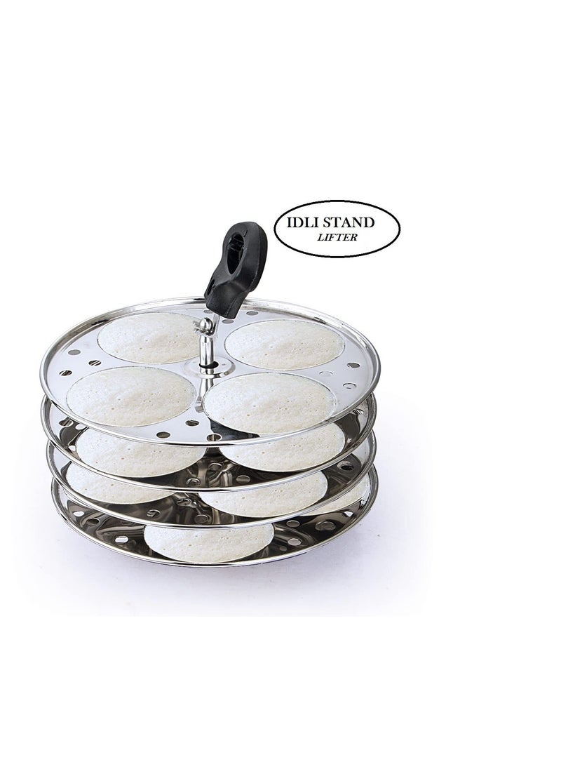 Klassi Kichen Stainless Steel Idli Cooker with 4 Plates 4 Idli Plates with 4 Halwa Plates Bakelite Handle Gas Stove and Induction Compatible Kitchen Accessories Cocoblue