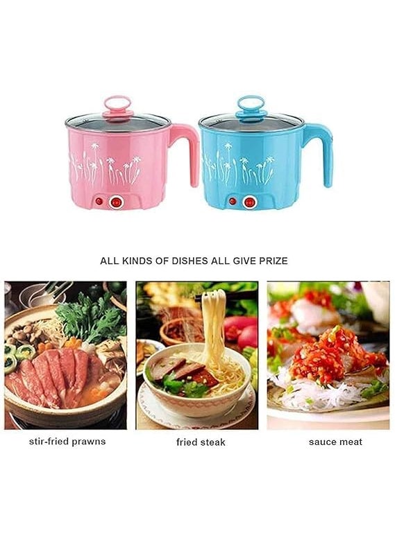 CHALISA Electric Cooking Pot 15 Litre Multi Purpose Cooker Mini Electric Cooker Steamer Cook for Cook Noodleshot PotRiceVegetablePastaSoupsBoil Water Porridge for Home Office and TravelMulticolor