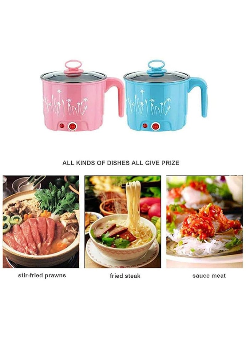DHYANI Electric 18 Litre Mini Cooker Kettle with Glass Lid Base Concealed Base Cooking Pot Noodle Maker Egg Boiler hot Pot Vegetable and Rice Pasta PorridgeTravel Cookers and Steamer