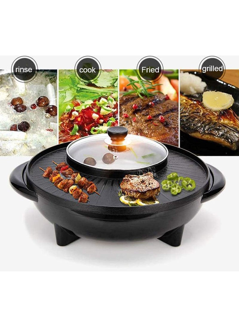 Delavala Electric Hot Pot Dual Sided Electric Divider Frying pan with TwoFlavor Hot Oven Cooker with Glass with lidNonStick Coating Stew Pan Pot for Steaming Boiling Roasting
