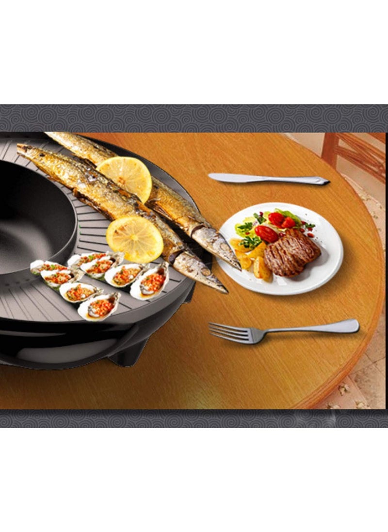 Delavala Electric Hot Pot Dual Sided Electric Divider Frying pan with TwoFlavor Hot Oven Cooker with Glass with lidNonStick Coating Stew Pan Pot for Steaming Boiling Roasting