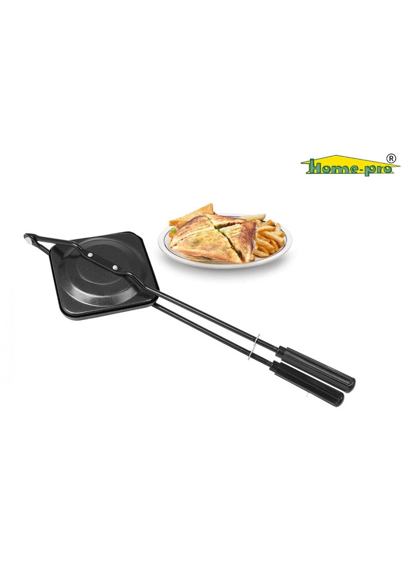 Homepro Gas Toaster Sandwich Maker Nonstick Coating Gas Stove Nonstick Coating Toaster with Spatter Aluminium Black