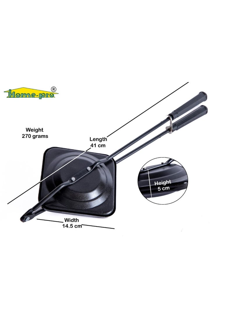 Homepro Gas Toaster Sandwich Maker Nonstick Coating Gas Stove Nonstick Coating Toaster with Spatter Aluminium Black