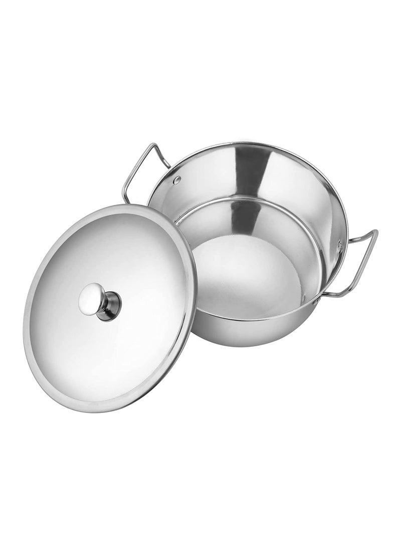 Bartan Star Havey Stainless Steel Induction Friendly Sandwich Base Deep Cooking Pot with Lid 3500ml