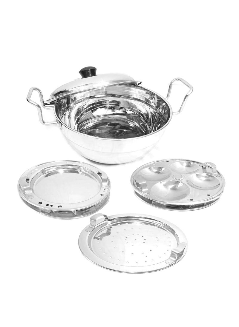 Omkar Enterprises Stainless Steel Sandwich Bottom Multi Kadai Idli Maker Medium Size