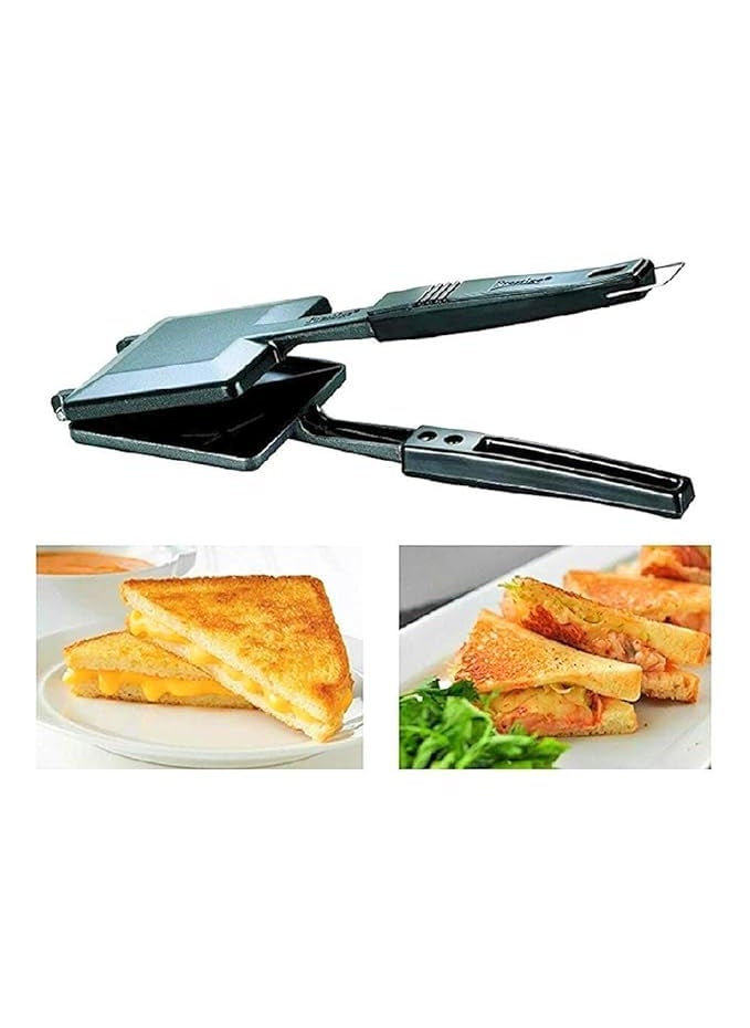 NonStick Iron Coating Duet 2Cut Gas Sandwich Toaster SnackSandwich Griller Black