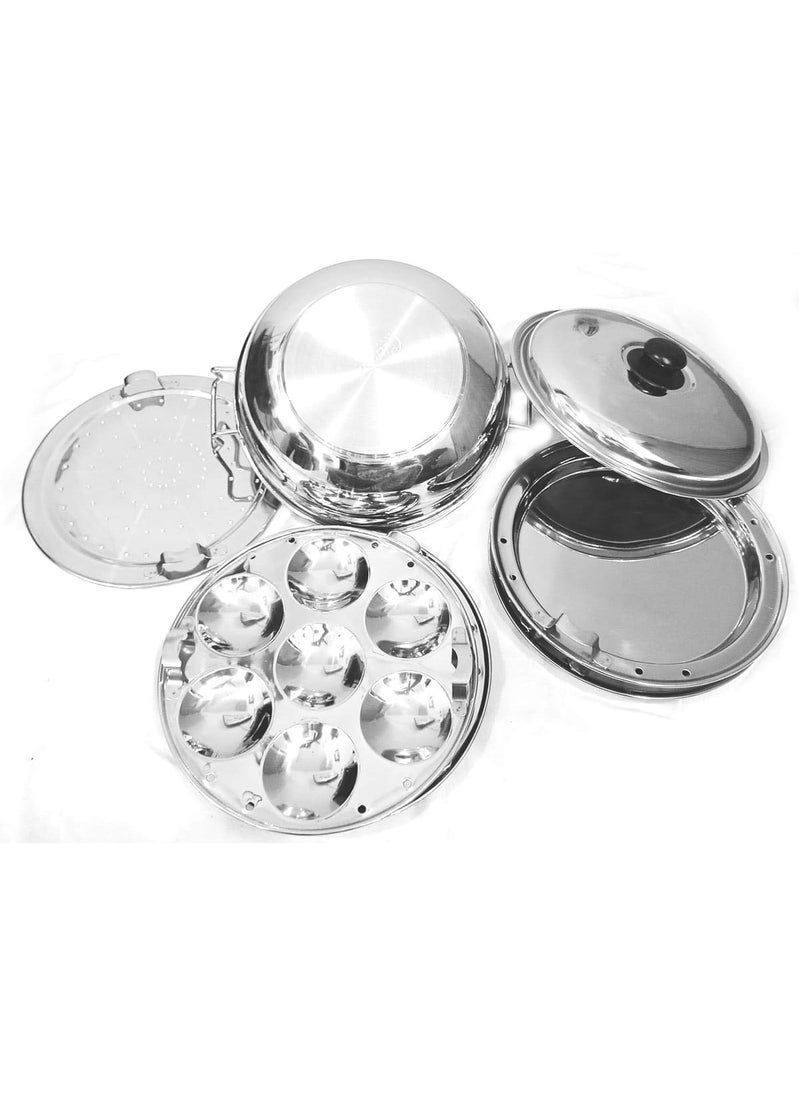 Omkar Enterprises Stainless Steel Sandwich Bottom Multi Kadai Idli Maker Big Size