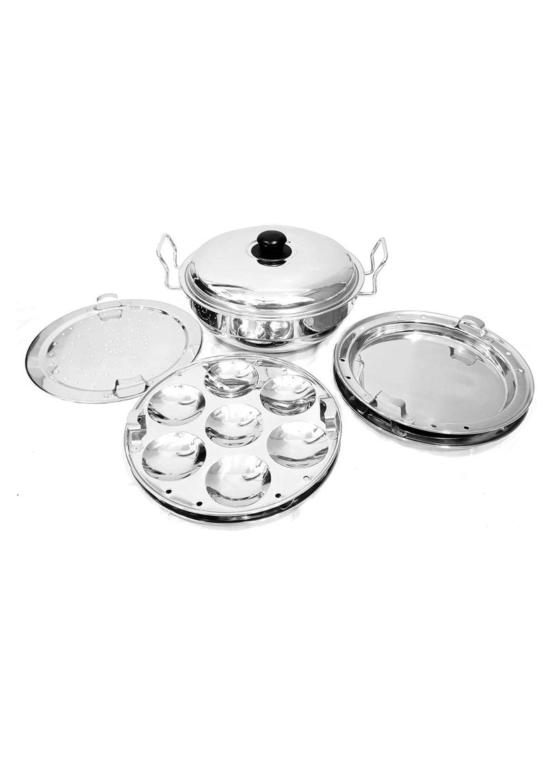 Omkar Enterprises Stainless Steel Sandwich Bottom Multi Kadai Idli Maker Big Size