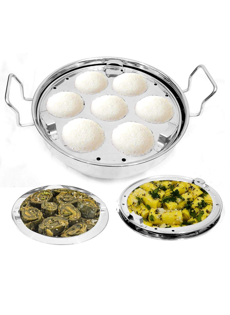 Omkar Enterprises Stainless Steel Sandwich Bottom Multi Kadai Idli Maker Big Size