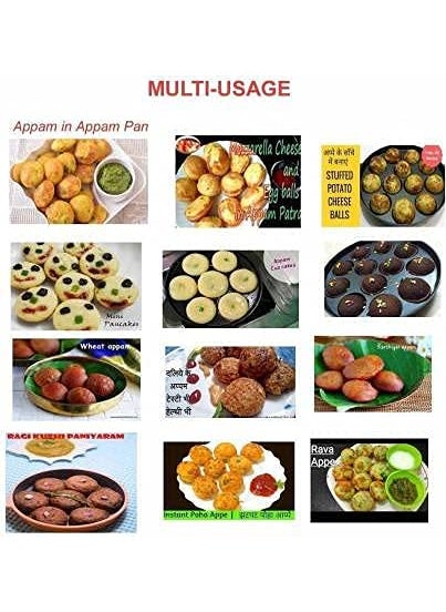 KD ZONENon Stick Aluminium Appam Maker 12 Cavity with Lid and Side Handle