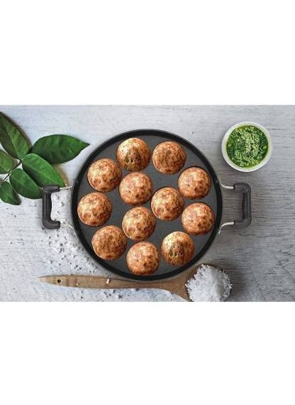 KD ZONE Non Stick Aluminium Appam Maker 12 Cavity with Lid and Side Handle