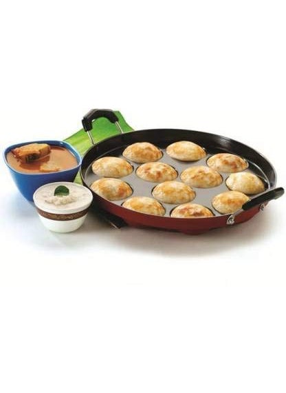 KD ZONE Non Stick Aluminium 12 Cavities 21 cm Appam Maker Multicolour