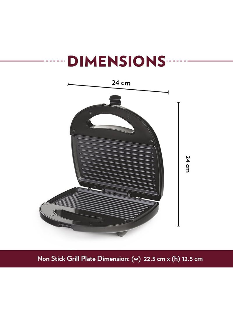 BLEQYS Electric Press Grill Sandwich Maker Electric And Camping Mini Toasted Sandwich Maker coating NonStick Plates 750W Auto CutOff Black