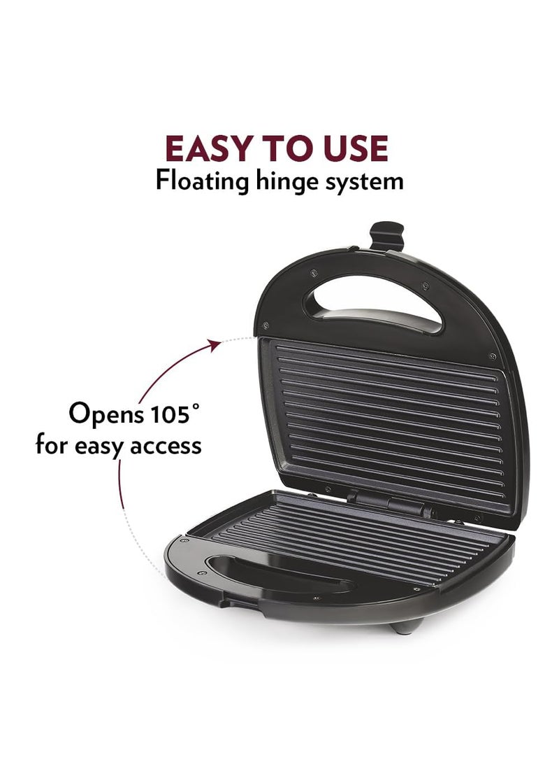 BLEQYS Electric Press Grill Sandwich Maker Electric And Camping Mini Toasted Sandwich Maker coating NonStick Plates 750W Auto CutOff Black