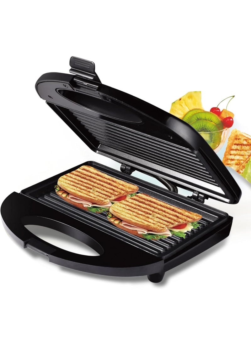 BLEQYS Electric Press Grill Sandwich Maker Electric And Camping Mini Toasted Sandwich Maker coating NonStick Plates 750W Auto CutOff Black