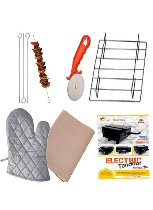 Hot Berg 11 Inches Electric Tandoor Regulator onOff Switch with Pizza CutterRecipe BookGrill Skewers Safety GloveNonstick SheetAluminium Trey 21 Year Warranty Small