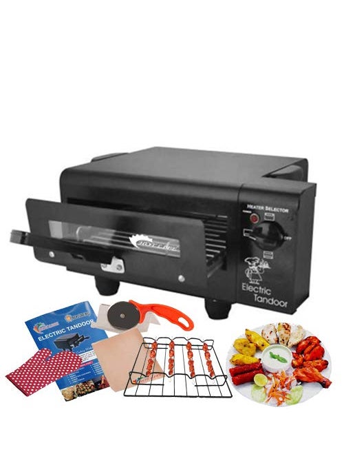 Hot Berg 11 Inches Electric Tandoor Regulator onOff Switch with Pizza CutterRecipe BookGrill Skewers Safety GloveNonstick SheetAluminium Trey 21 Year Warranty Small