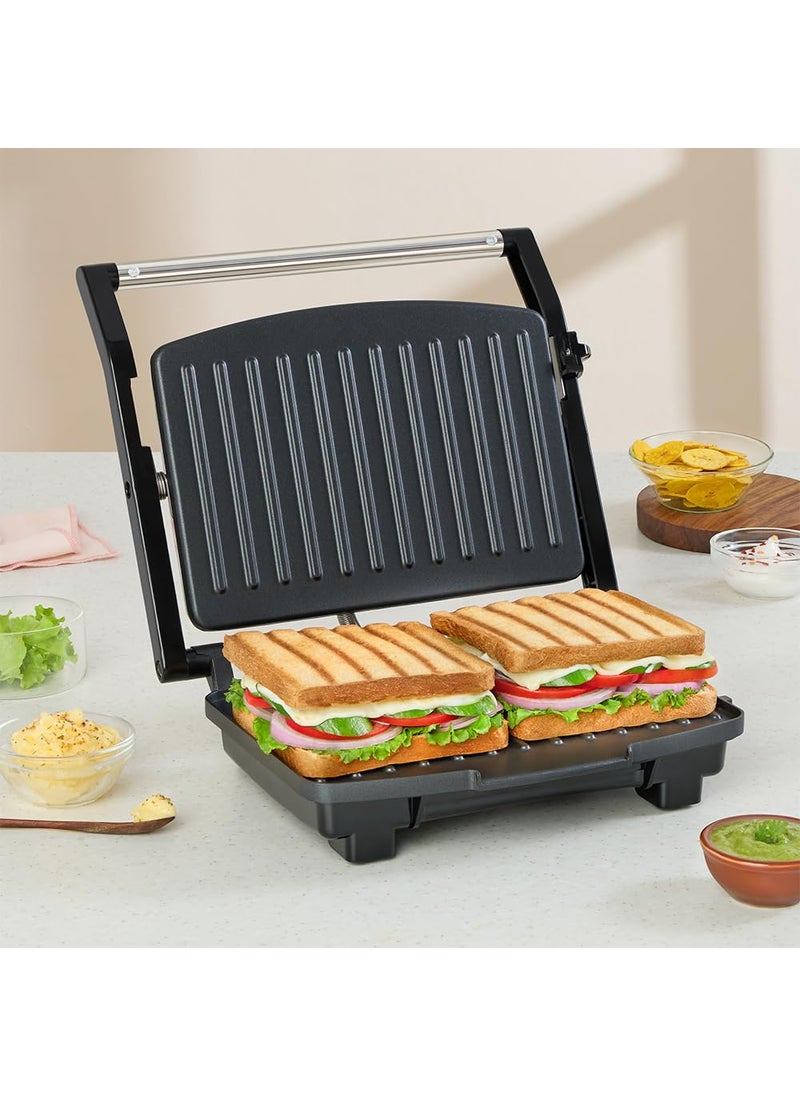 Borosil Elite Prime Grill 1000 Watt Sandwich Maker 2 Slice Automatic Grill Sandwich MakerNonstick Grill plates opens 105 BPA PTFE Free 2 Years Warranty