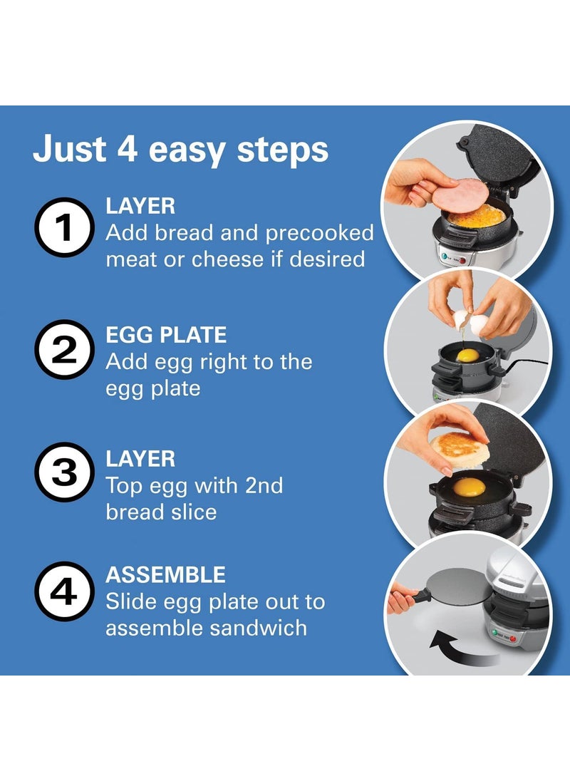 PIPULSE Breakfast Electric Round Stainless Steel Burger Maker Sandwich Maker with Egg Cooker Ring Kitchen for Stuffed Hamburger Pressing Minced Meat Barbecue or Grill for Baking Pressing 18x17x14 CM