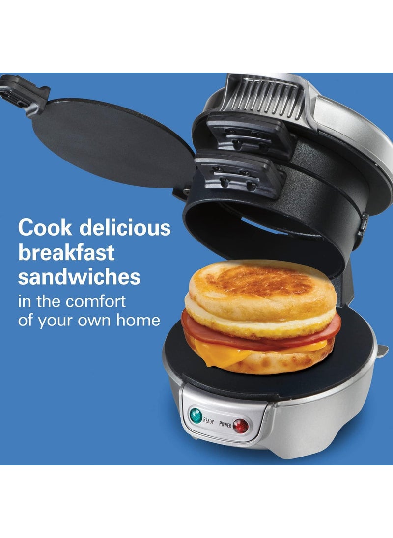 PIPULSE Breakfast Electric Round Stainless Steel Burger Maker Sandwich Maker with Egg Cooker Ring Kitchen for Stuffed Hamburger Pressing Minced Meat Barbecue or Grill for Baking Pressing 18x17x14 CM