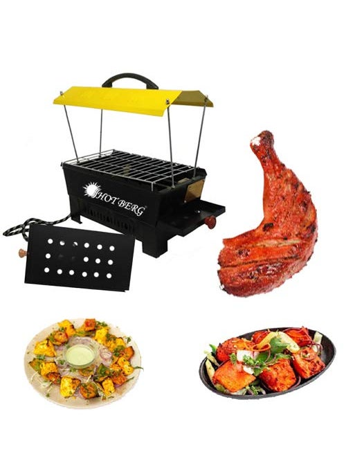 HOTBERG Electric and NonElectric Big Barbeque Grill Tandoori Maker with Extra Accessories Yellow