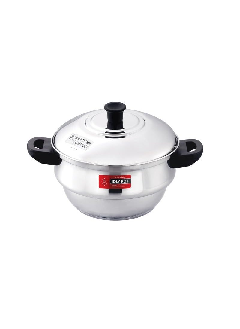 Eurostyle Compact 12 Stainless Steel Idly Maker With Encapsulated Sandwich Bottom 3 Idly Plates 2 Steamer Plates For Momos 1 Mini Idly Plate For Idly Dhokla Compact 12 Ultra