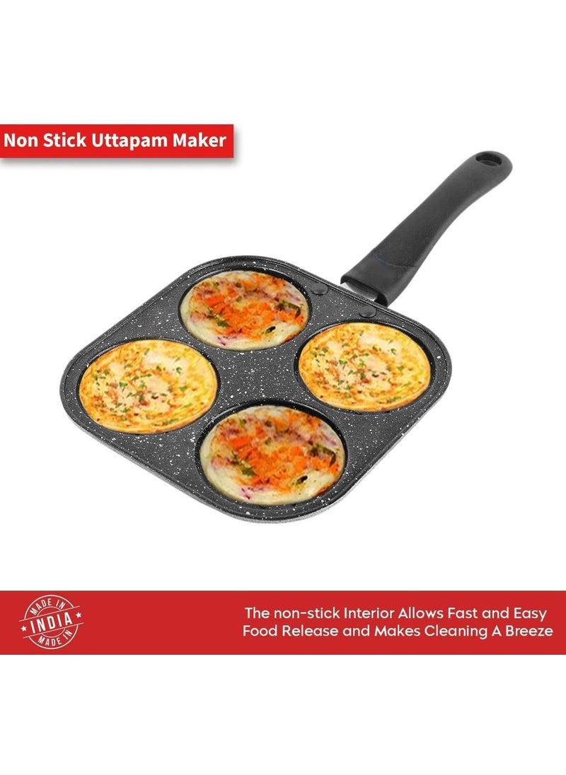 NonStick Aluminum Uttapam Grill Pan 4 Cavity Multi Snack Maker Uttapam Mini Crepe Pancake Maker Multi Color
